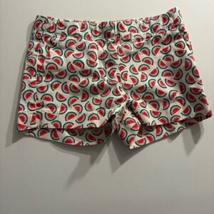 Crewcuts Kids Girls Shorts Size 10 White Watermelon Print 100% Cotton Summer